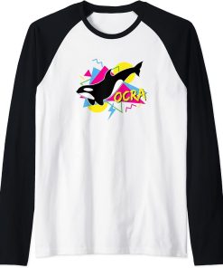 Orca Vintage Retro 90s Killer Whale Cool Style Raglan Baseball Tee