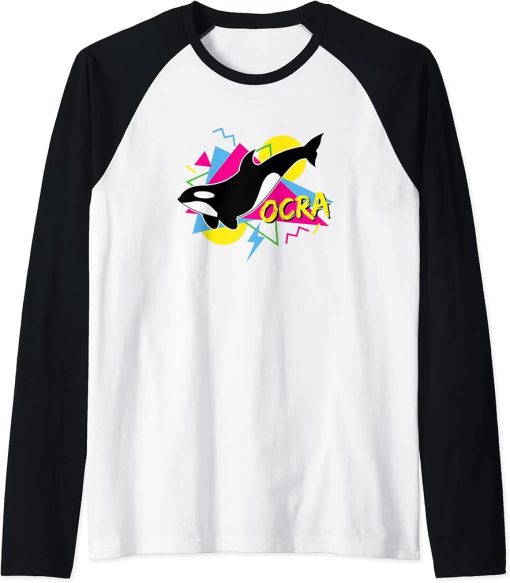 Orca Vintage Retro 90s Killer Whale Cool Style Raglan Baseball Tee