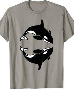 Two Orcas Whale Jumping I Love Orca For Orcas Lover T-Shirt