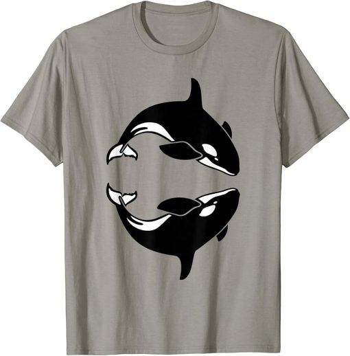 Two Orcas Whale Jumping I Love Orca For Orcas Lover T-Shirt