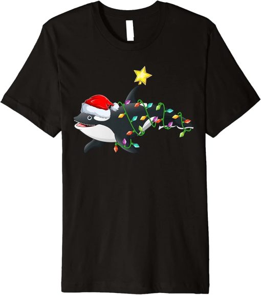 Orca Xmas Lighting Santa Orca Christmas Tree Premium T-Shirt