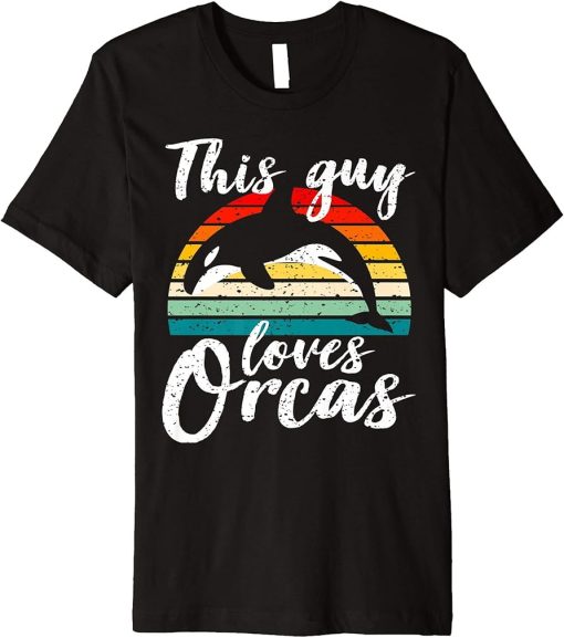 Vintage Retro Orca Sunset Fun Killer Whale Gift For Fans Premium T-Shirt