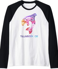 Tillamook Oregon Native American Orca Killer Whale Raglan Baseball Tee