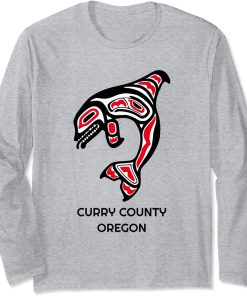 Curry County Oregon Native American Indian Orca Killer Whale Long Sleeve T-Shirt