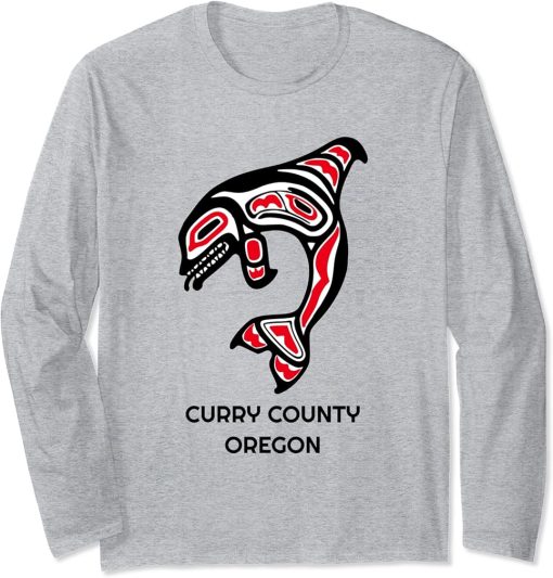 Curry County Oregon Native American Indian Orca Killer Whale Long Sleeve T-Shirt